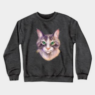 Maine Coon Cat with Green Eyes Crewneck Sweatshirt